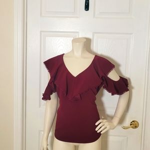 Trina Turk plum purple cold shoulder top size Medium NWT!!!!